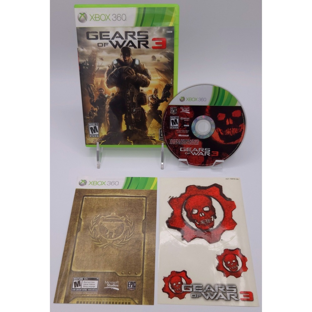 Gears of War 3 - Xbox 360 - Authentic CIB w/ Stickers - Microsoft Game - Tested